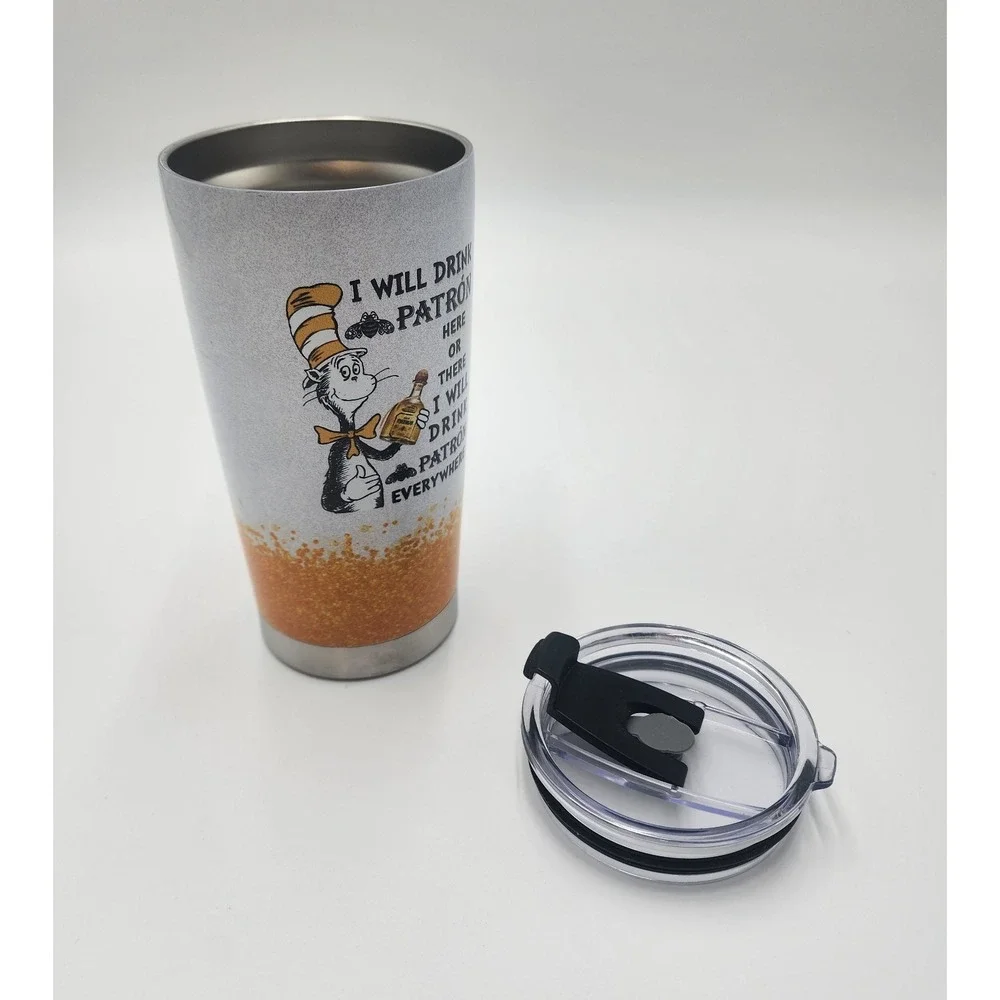 FUNNY DRINK TUMBLER CAT IN THE HAT PATRON‎ TEQUILA